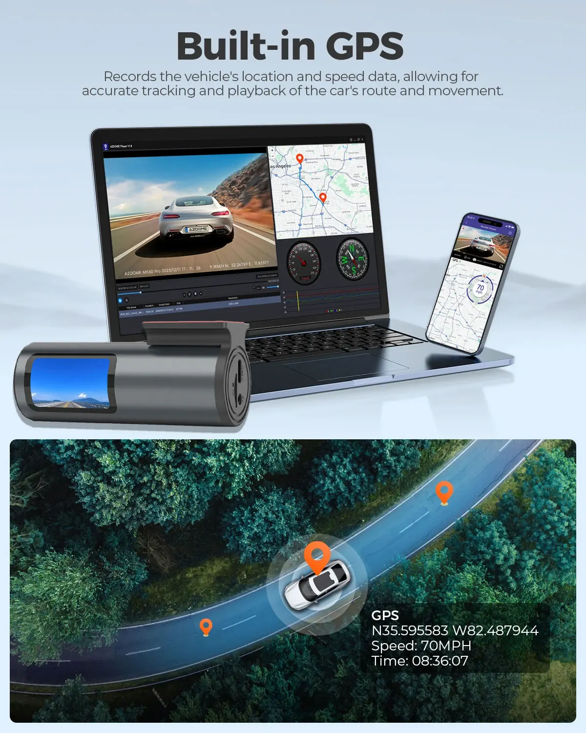 4K WiFi Front Dash Cam with APP Control 24H Parking Monitor GPS 140°FOV Mini Car DVR Night Vision Loop Recording