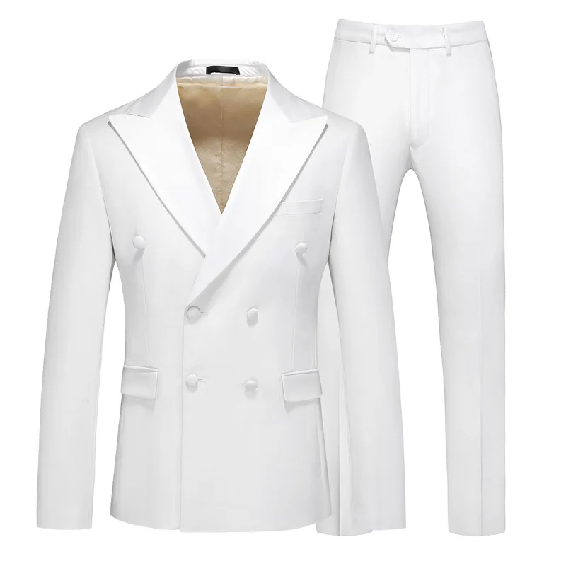 Europe and The United States New Fashion Casual Men's Suit Advanced Stereoscopic Double-breasted Boutique Suit Three-piece Suit.