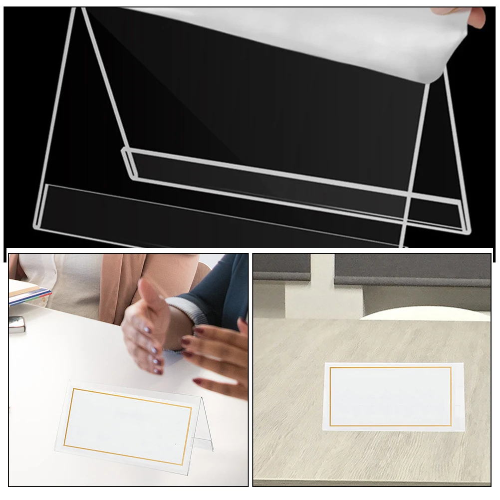 

10pcs V-Shaped Double-Sided Conference Table Cards 120x60mm Acrylic Holders for Wedding Party Desk Labels Display
