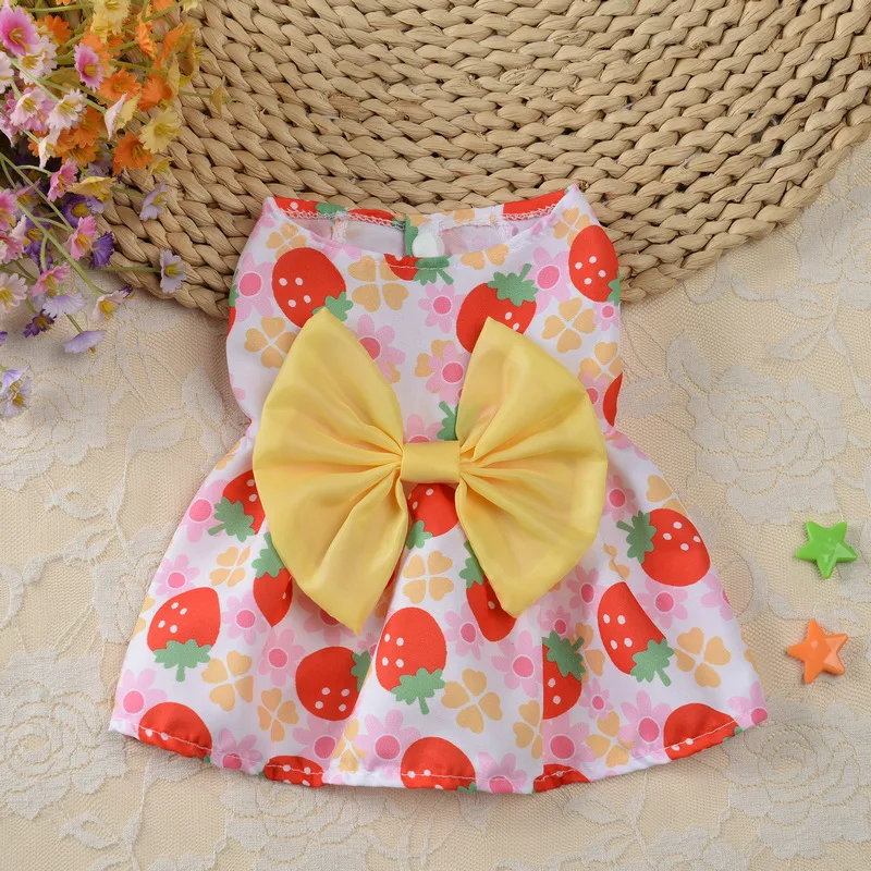 Floral Princess Dress Summer Dog Clothes Thin Pet Dog Wedding Dresses With Bow Soft Printed Party Skirt For Small Dogs Vestido