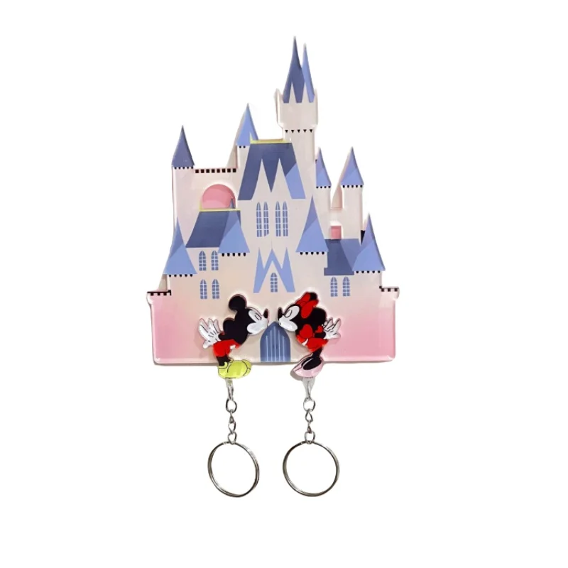 Kawaii Disney Mickey Mouse Couple Keychain Pendant Cartoon Acrylic Refrigerator Magnet Anti-Lost Hanger Entry Door Decoration