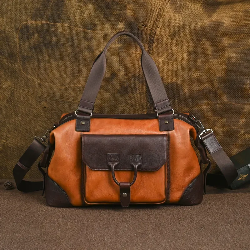 Vintage Genuine Leather Men Messenger Bag First Layer Cowhide Shoulder Handbag Casual Business Crossbody Satchel for Male