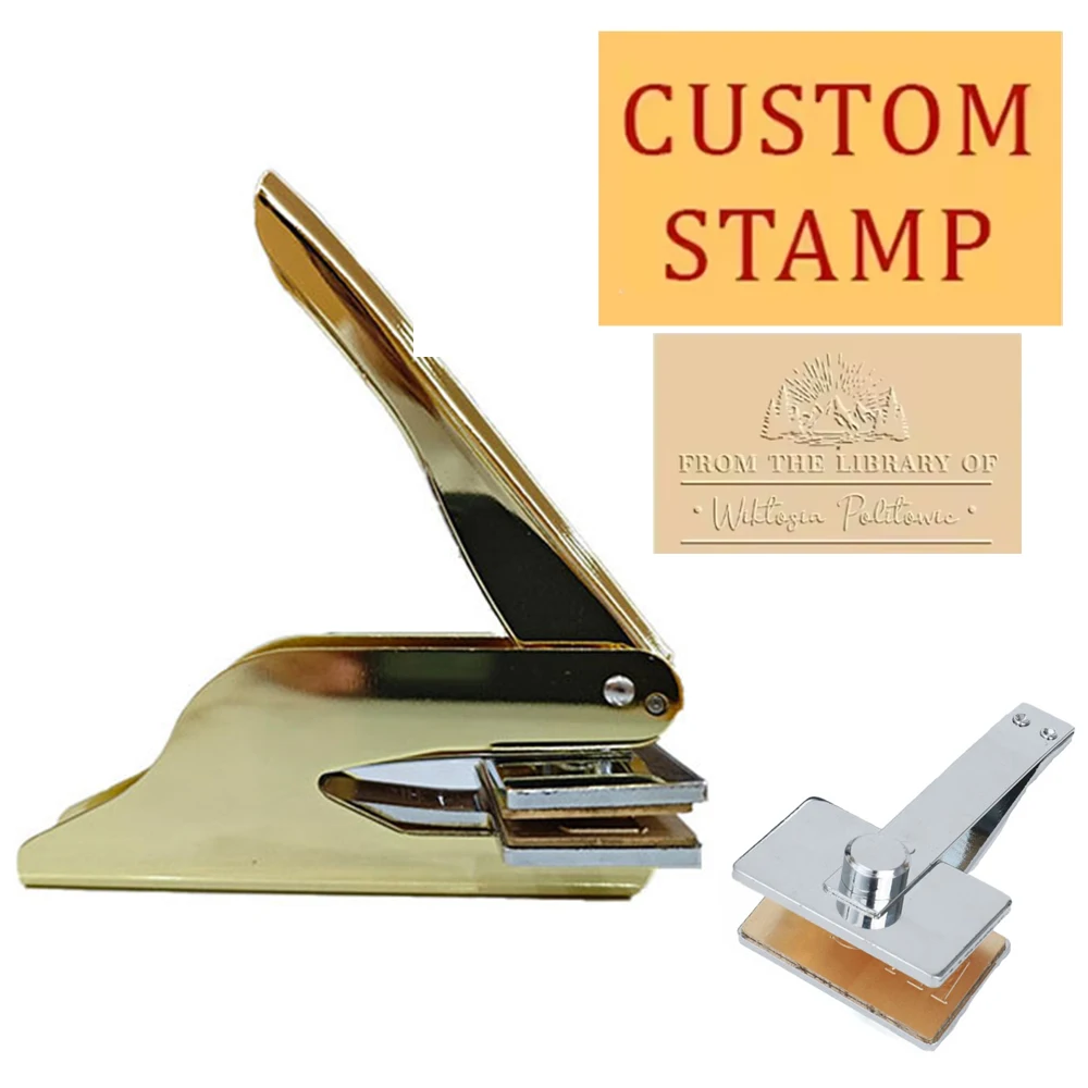 Rechteckiger Embosser-Stempel mit Logo, individuelle Hochzeit, Bibliothek, Buch, private Siegel, individuelle Gestaltung, Umschlag, Party-Einladung, Prägung