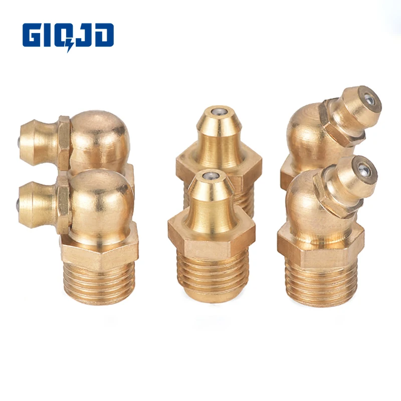 

5 шт., латунный смазочный ниппель, метрическая имперская наружная резьба, прямой коленчатый тип, масляный фитинг для смазочного пистолета