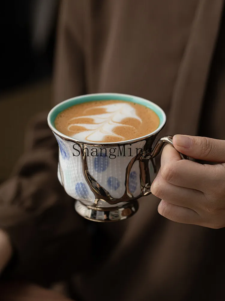FG creative texture small waist coffee cup set afternoon flower teacup simple ceramic cup