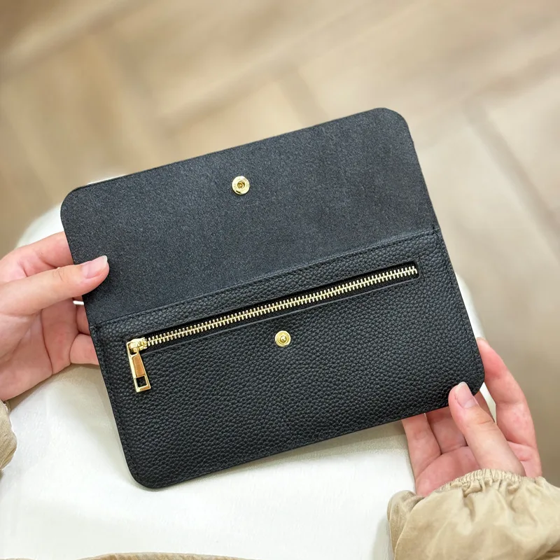 100% Genuine Leather Long Wallet Luxury Solid Money Slim Clutch Bag For Men Women Top Cowhide Coin Purse ID Credit Card Holder