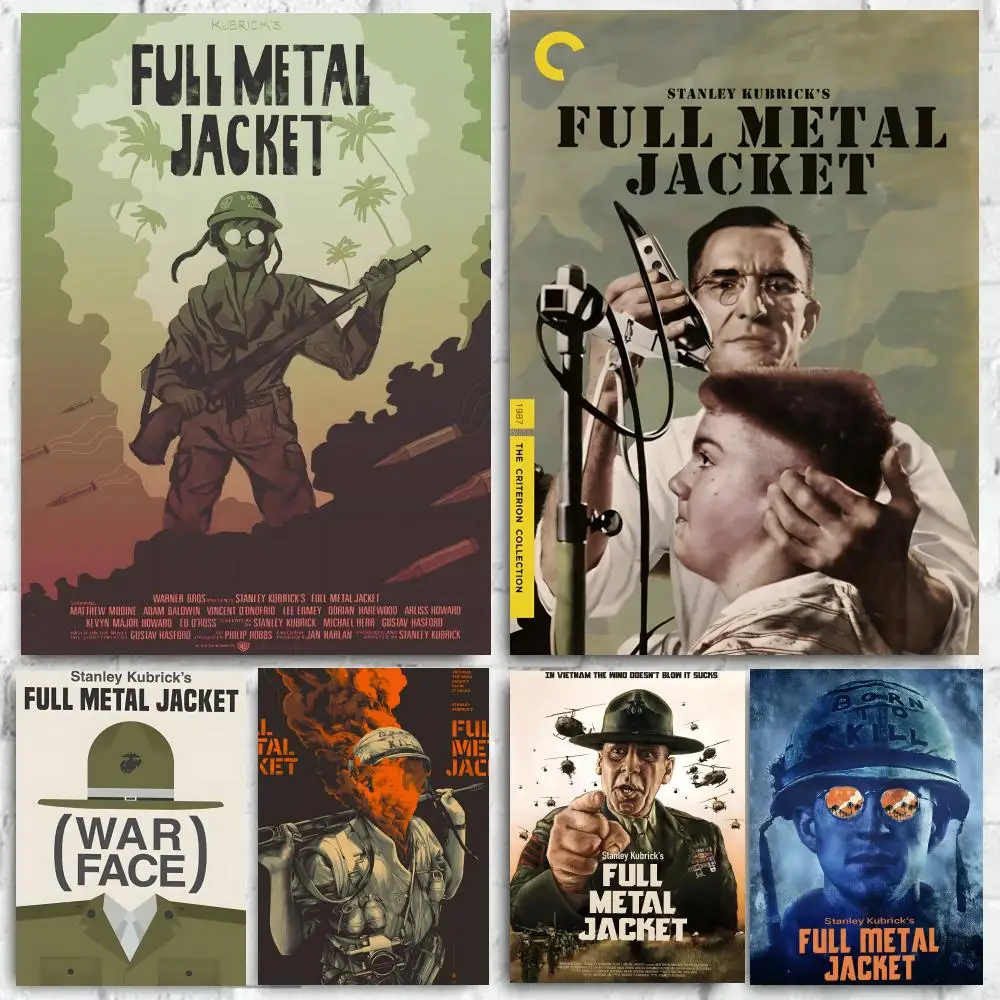 Movie Full Metal Jacket Poster Self-adhesive Art Waterproof Paper Sticker Coffee House Bar Room Wall Decor
