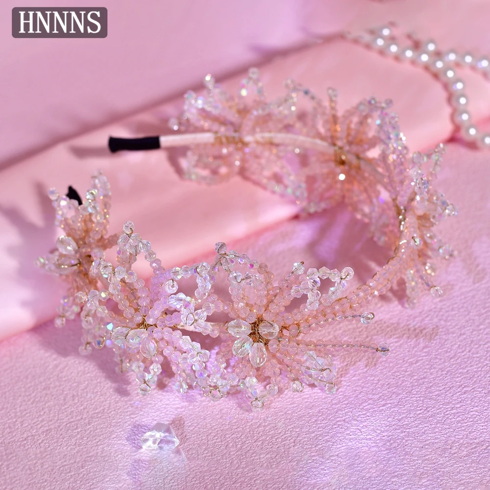 

HNNNS Sweet Crystal Flower Hair Bands Wedding Romantic Headband Party Fashion Jewelry Hair Accessories Glitter Jewelry A315