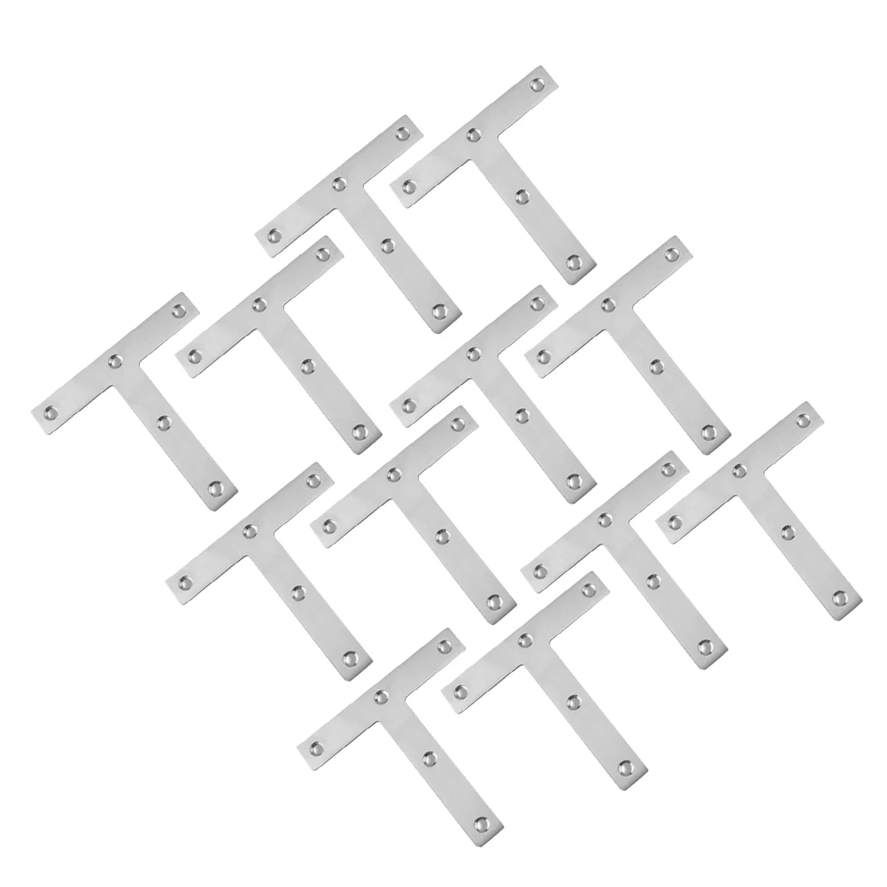 20 قطعة T نوع قوس الزاوية الفولاذ المقاوم للصدأ شقة إصلاح لوحة ل الأثاث إصلاح الأقواس تركيبات الأجهزة T شكل هدفين #3
