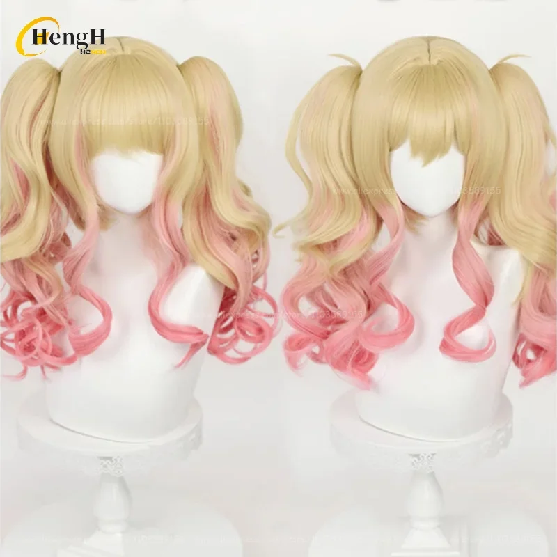 Tenma Saki Cosplay Wig Synthetic Anime Long 56cm Mixed Color Gradient Double Ponytail Wavy Hair Heat Resistant Hair Party Wigs