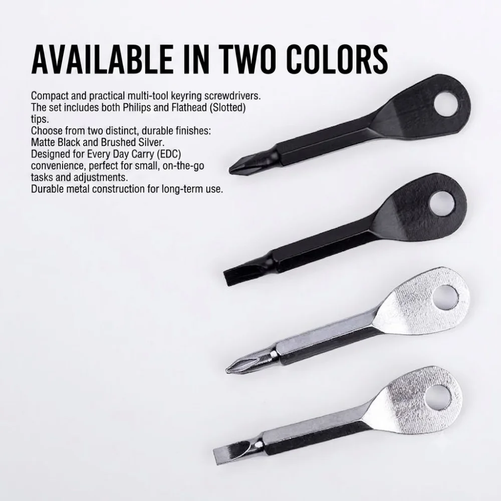 Outdoor Utility Pocket Key Screwdriver Set with Keyring Mini Slotted Cross Head Screwdrivers Hand Repair Tools