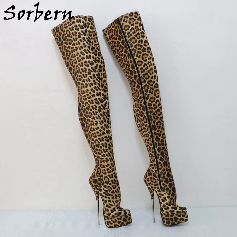 

Sorbern Sexy Fetish 21Cm High Ballet Heels Boots For Women Crotch Thigh High Long Boots Women Pointed Toe Platform Shoes Custom