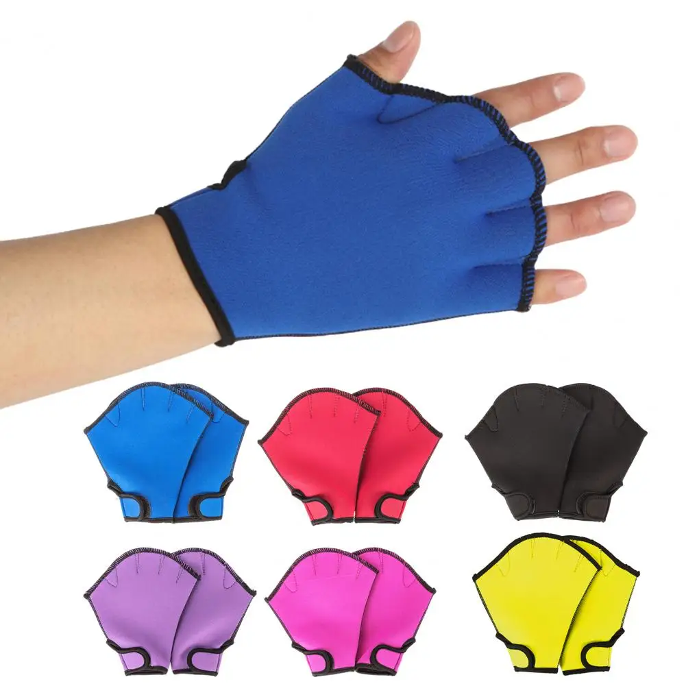 1 Pair Swimming Webbed Gloves Water Resistance Training Unisex Beginner Aquatic Fitness Diving Swim Hand Fins Paddles Swim Gear