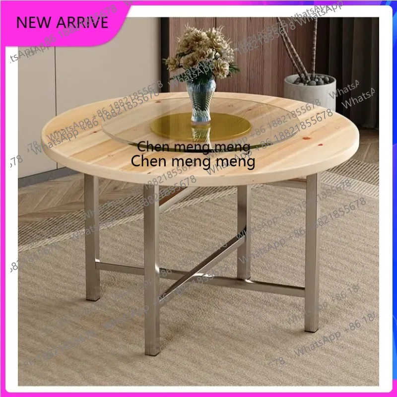 

Solid wood thickened, countertop home hotel food stall fir round table panel round dining table H