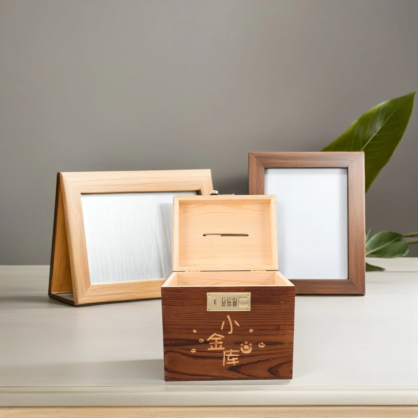 

Wooden Savings Box Password Lock Bank For Large Capacity Sturdy Easy Deposit Withdrawal