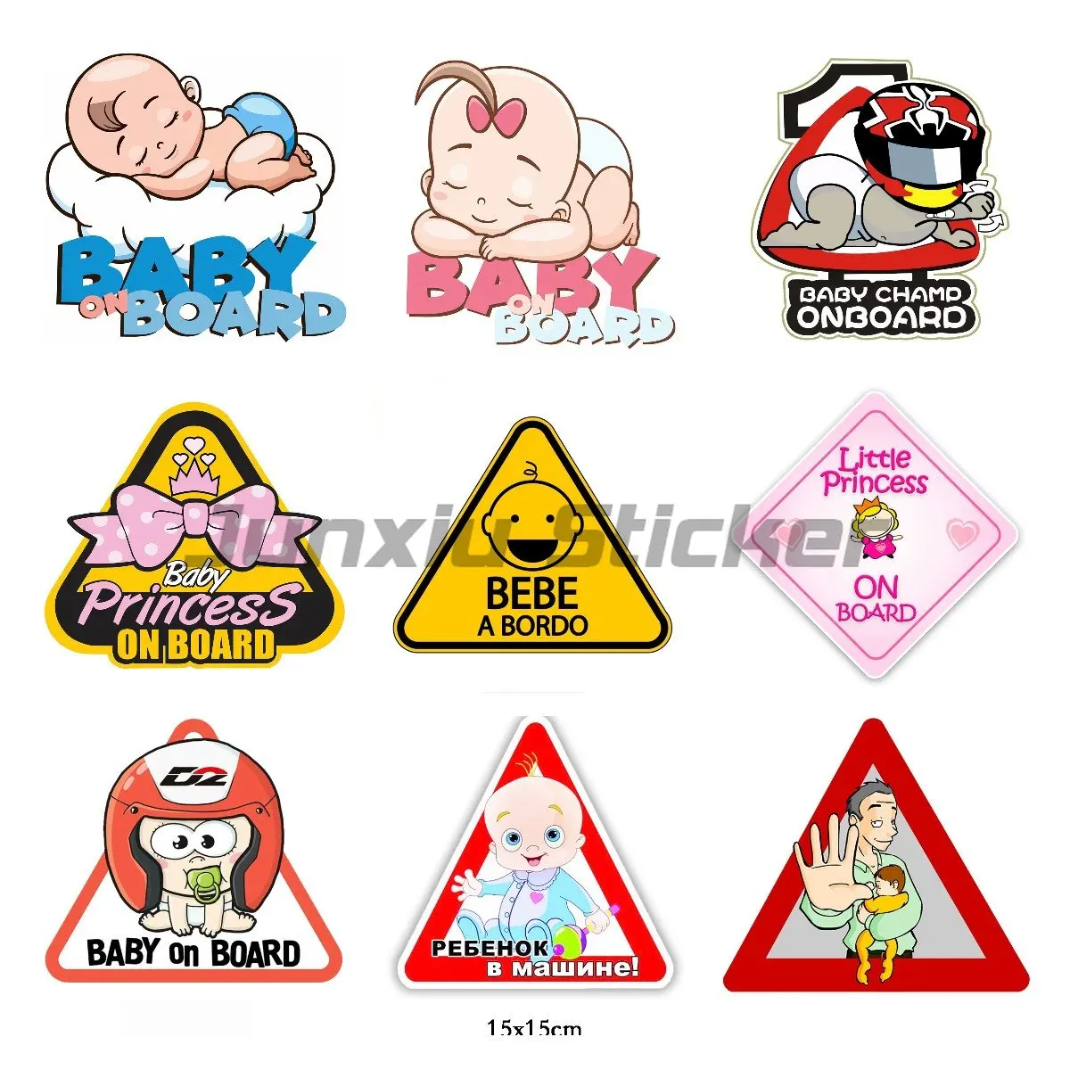 

Cute Super Baby on Board Car Stickers Car Styling Warning Decals for Motorcycles Auto Window Bumper Vinyl