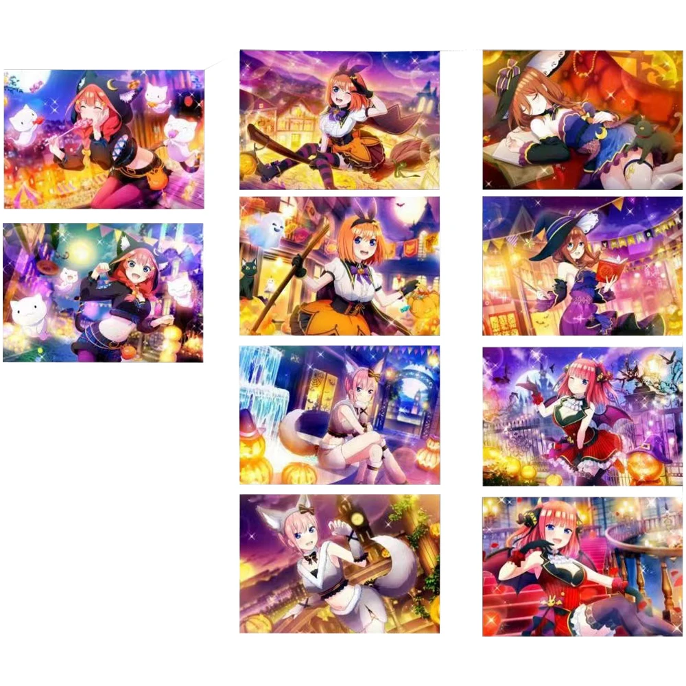 

10Pcs/set Anime Girls Flash Cards The Quintessential Quintuplets Halloween Series Kawaii Anime Collection Cards Gift Toys