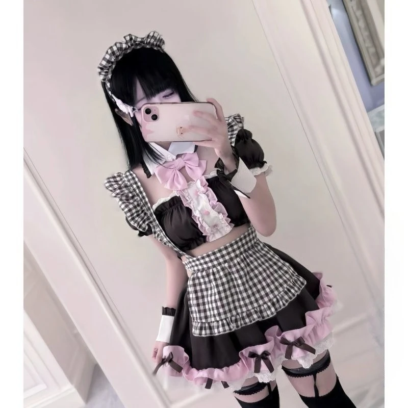 

Lolita Japanese Style Sweet Set Hot Girls Sexy Crop Tops Sweet Y2k Mini Skirt Cosplay Kawaii Fashion Suit Woman Chic 2025 Hot
