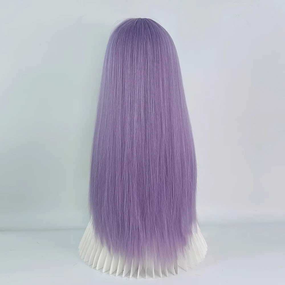 VICWIG Synthetic Long Straight Purple Lolita Cosplay Wig with Bangs Fluffy Women Hair Heat Resistant Wig for Daily Party