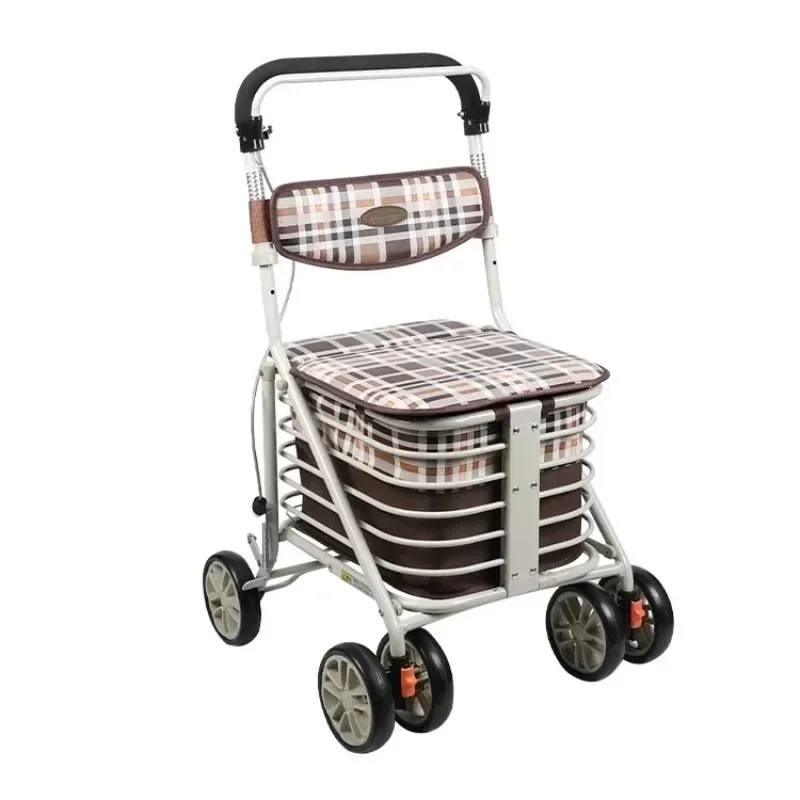 Elderly Walker Can Be Pushed To Sit Portable Shopping Cart Elderly Walker Grocery Shopping Collapsible Small Pull Car