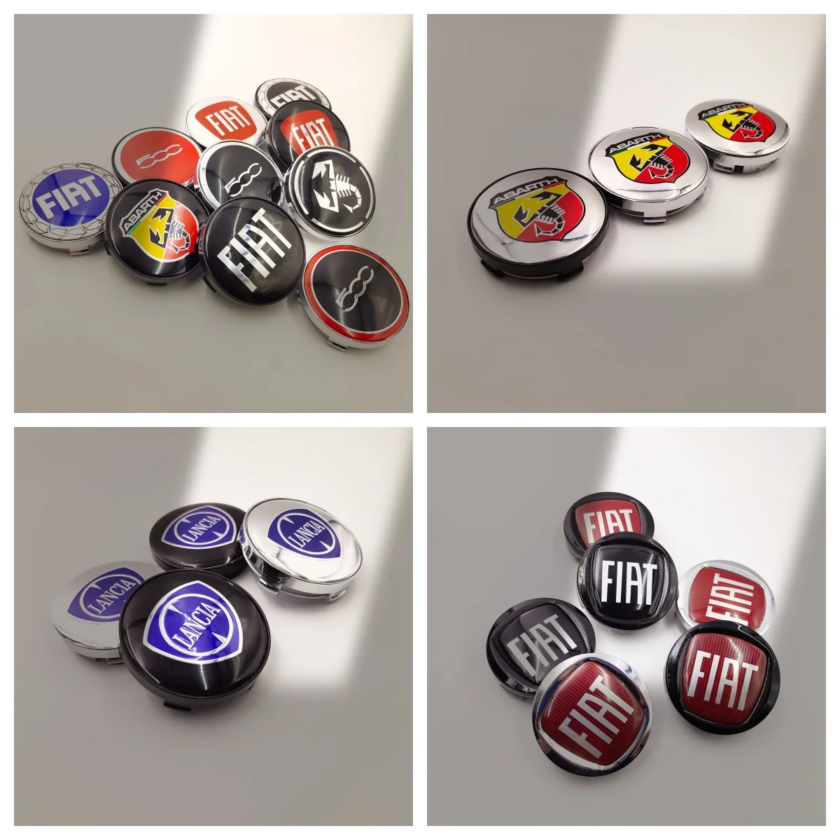 60mm Radkappen für Fiat 500 Abarth Lancia Räder Mittelkappen-Set Staubschutz Radnabenkappen Ersatz