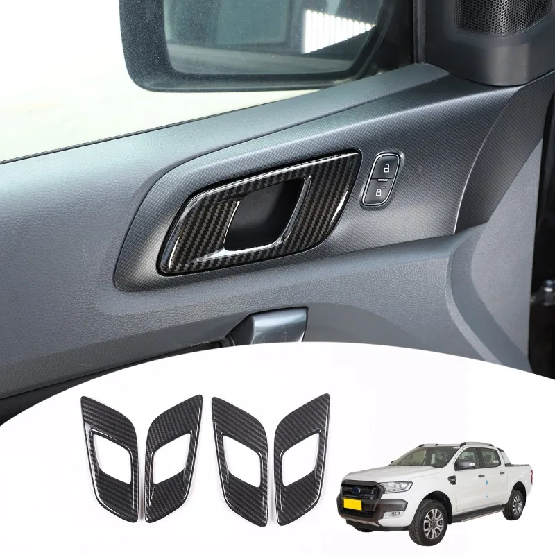 4 Stück ABS Carbonfaser-Farbige Innentürgriff-Abdeckungen für Ford Ranger Wildtrak 2015-2021 Autozubehör