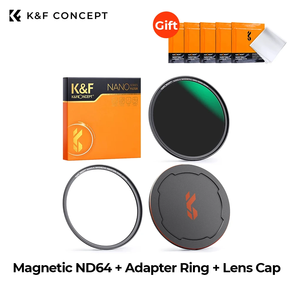 

K&F Concept Magnetic Quick Swap ND64 Lens Filter 6-Stop Fixed Neutral Density 28 Multi-Layer Coatings for Camera Lens