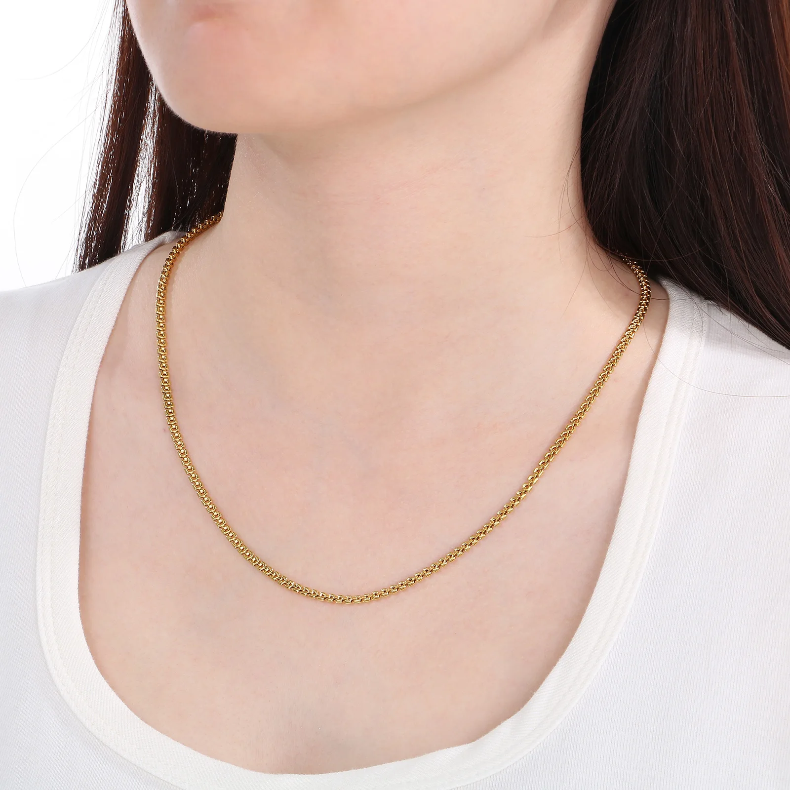 3mm Link Chain Necklaces For Men And Women Simple Fashion Stainless Steel Jewelry