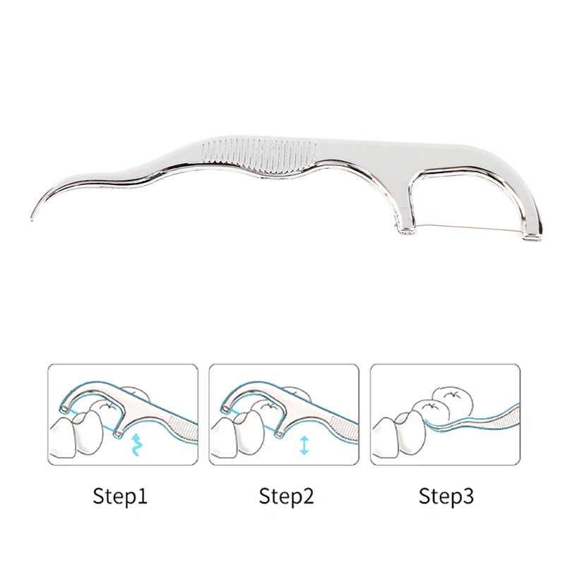 Cure-dents en acier inoxydable, porte-fil dentaire réutilisable, livres dentaires, 1 pièce