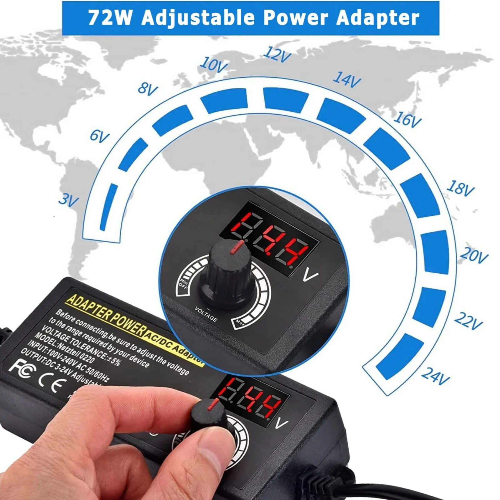 التيار المتناوب إلى تيار مستمر امدادات الطاقة قابل للتعديل مختبر مصدر الطاقة 3 فولت-24 فولت-3A المحمولة مهايئ عام الاتحاد الأوروبي/الولايات المتحدة التوصيل التمساح كليب #4