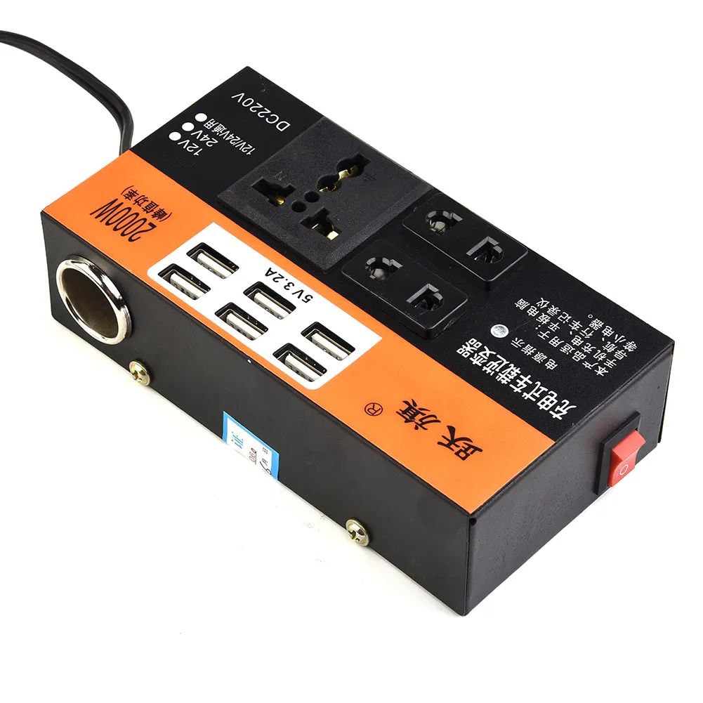Hot Sale 100% Brand New High Quality Car Inverter Inverter ABS Trip 6 DC 12V 24V To AC 220V Multiple Protections