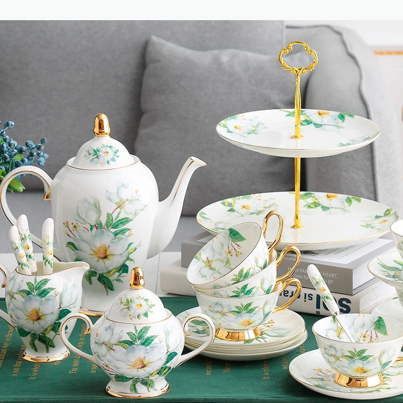Ceramic Tea Sets Ceramic Mug Hand-painted Flower Patterns Coffee Pastry Plate Pallet Teapot Afternoon Tea Accessories