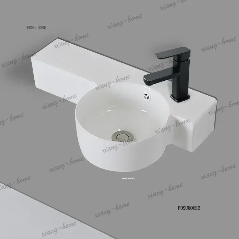 PG Bathroom Sink Ceramic Wash Basin Bathroom Fixture Small Apartment Wall-mounted Narrow Side Mini Vessel Sink