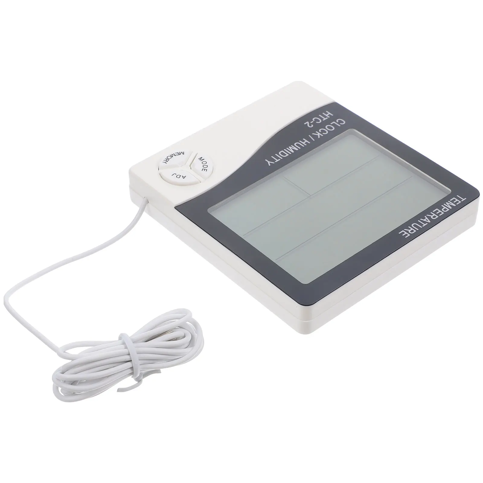 

Dual Temperature Display Thermometer Probe for Fish Tank White Plastic Large LCD Real time Temp Humidity Monitor Clock Function