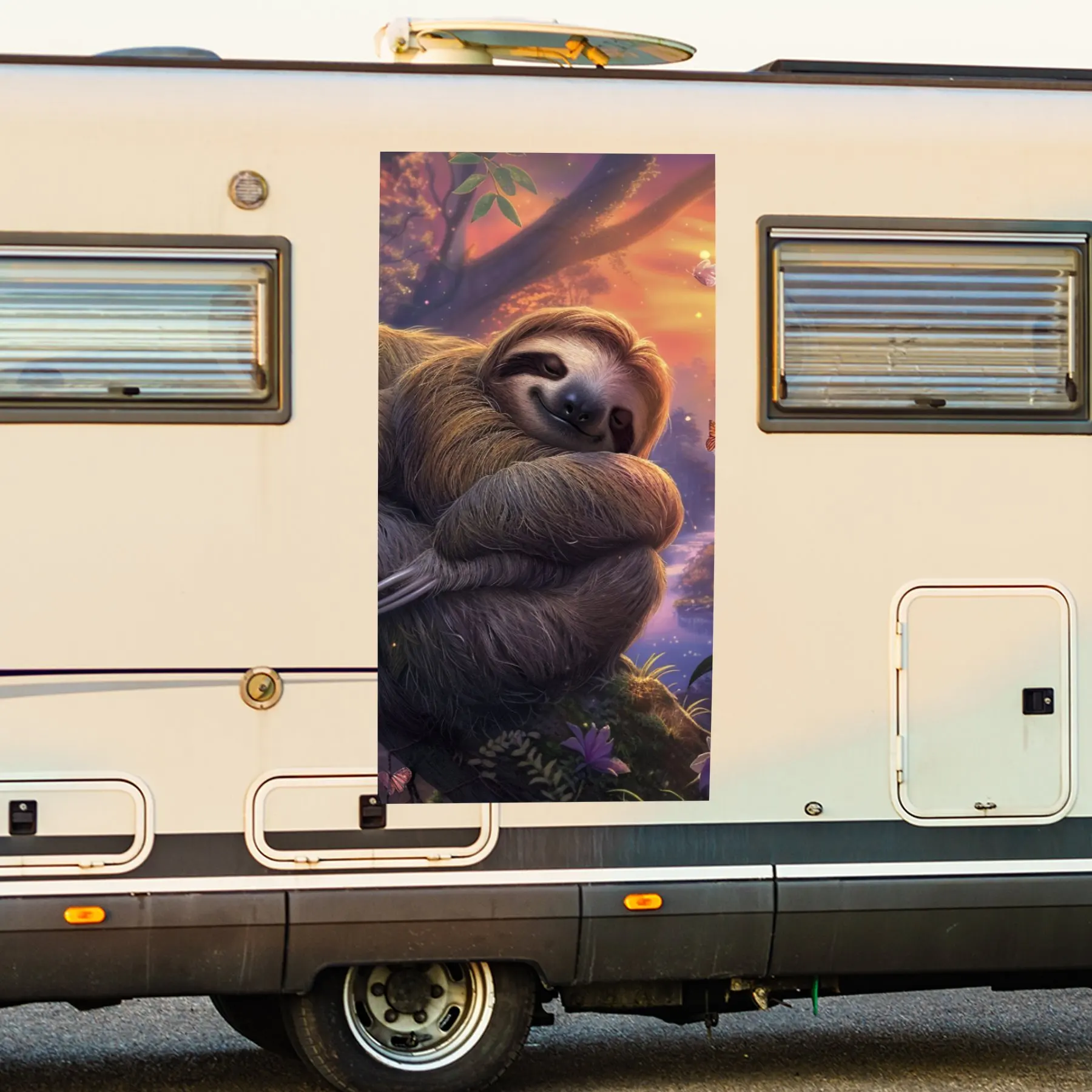 

Ленив в джунглях, наклейка на дверь автомобиля для дома на колесах, ПВХ, самоводонепроницаемая палка, яркие автомобильные внешние аксессуары, декор, защита G