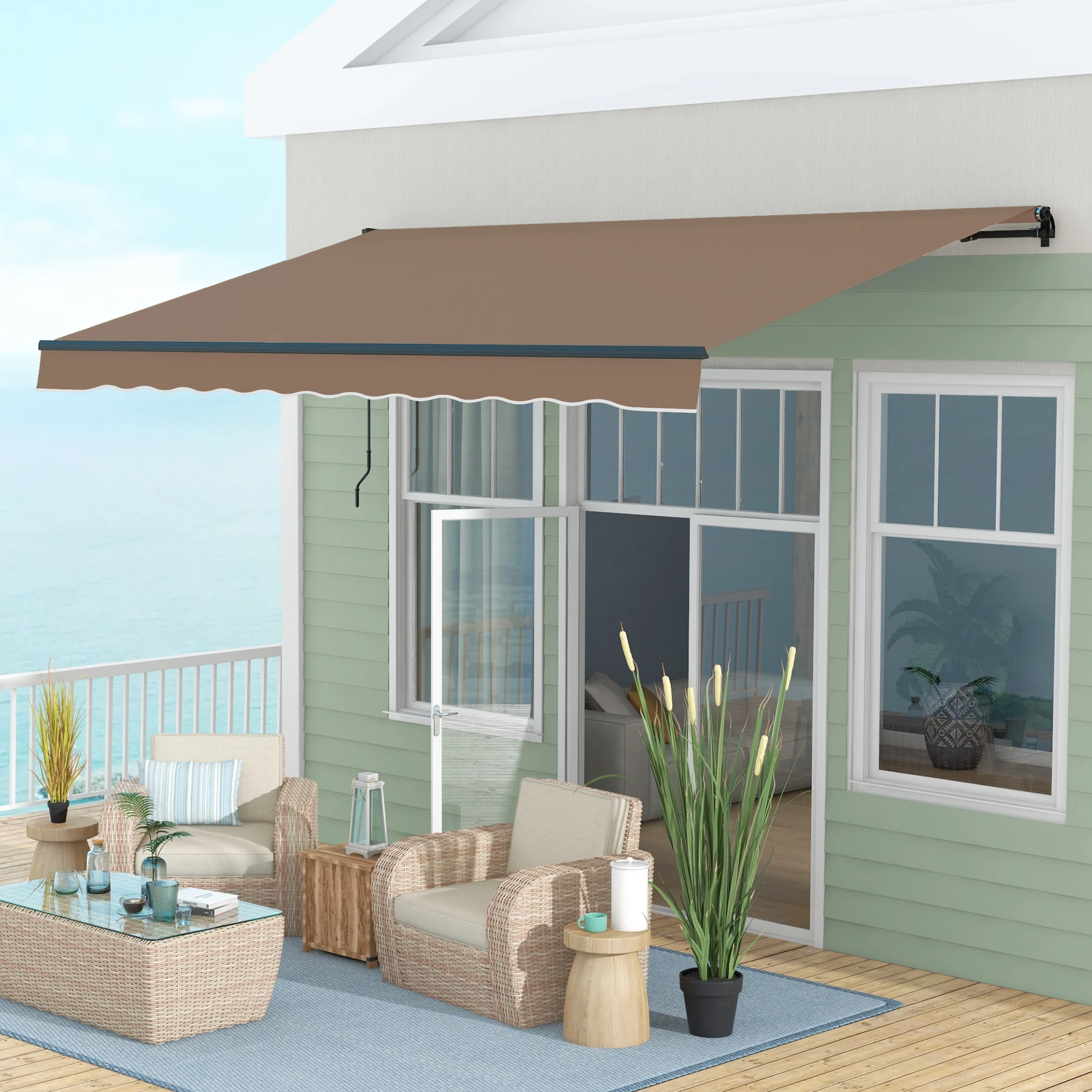 

Выдвижной тент 13' x 10' (280 г/м²), устойчивый к УФ-излучению, для террасы, балкона, двора, кафе