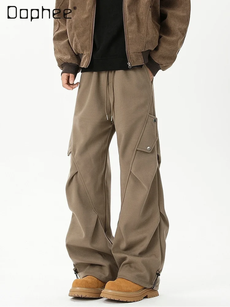 

Spring and Autumn American Style Men's Loose Trendy Wide-Leg Versatile Casual Black Coffee Color Beige Khaki Color Long Pants