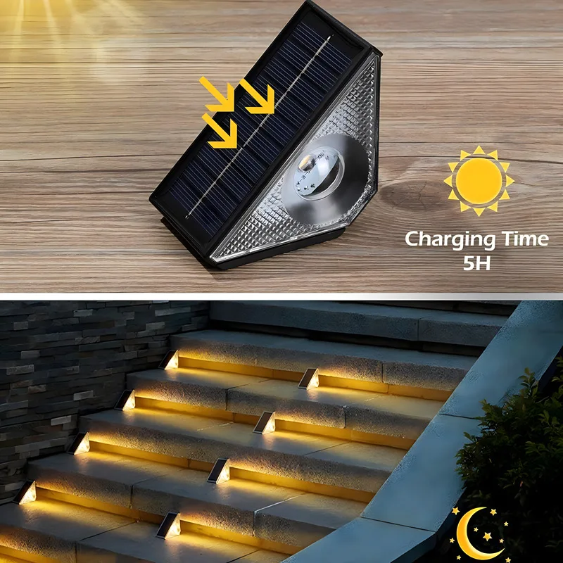 Solar Step Light Waterproof IP 65 LED Foot Outdoor Lamps Staircase Human Body Sensing Trail Lighting Courtyard Park Decoration