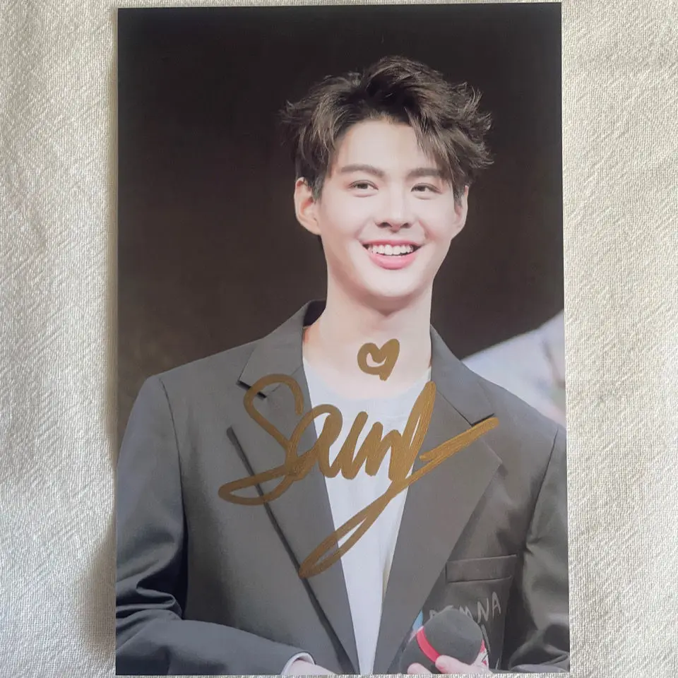 Thai BL Drama Love by Chance Ae Pete PerthSaint Saint Signature Photo, 6 pulgadas, no impresión, colección de escritura a mano, imagen fotográfica