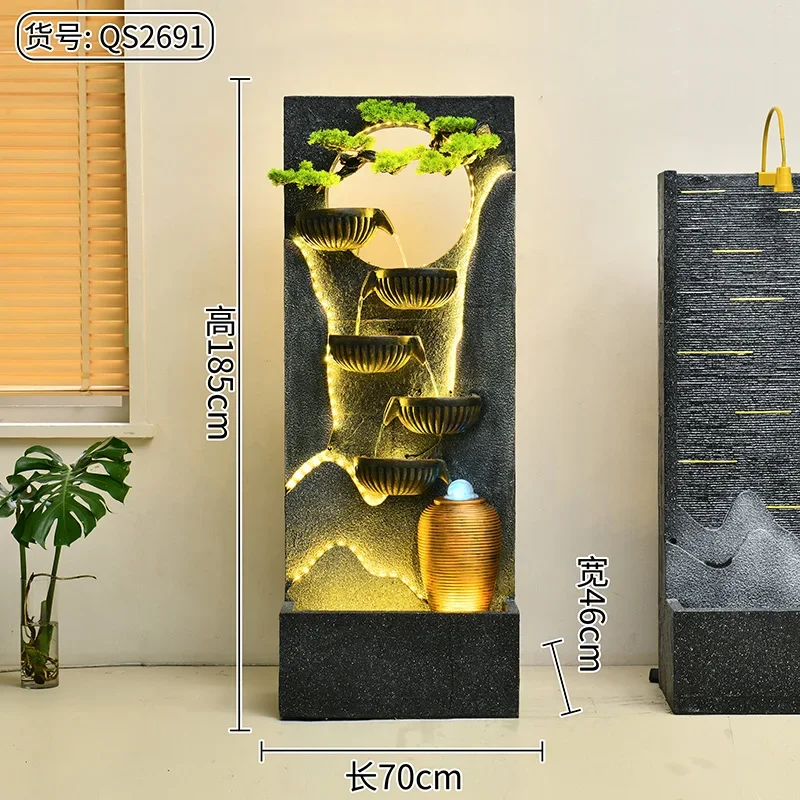 Artificial Greeting Pine Artificial Mountain and Fountain Water Curtain Wall Water Screen Hall Decoration