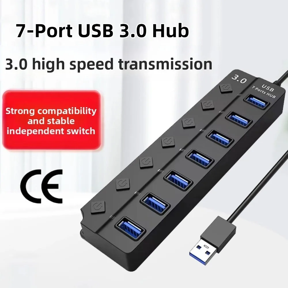 

Концентратор USB 3.0 7 в 1, независимый переключатель 7 портов, разветвитель USB 3.0, высокоскоростной многофункциональный высокоскоростной USB-удлинитель