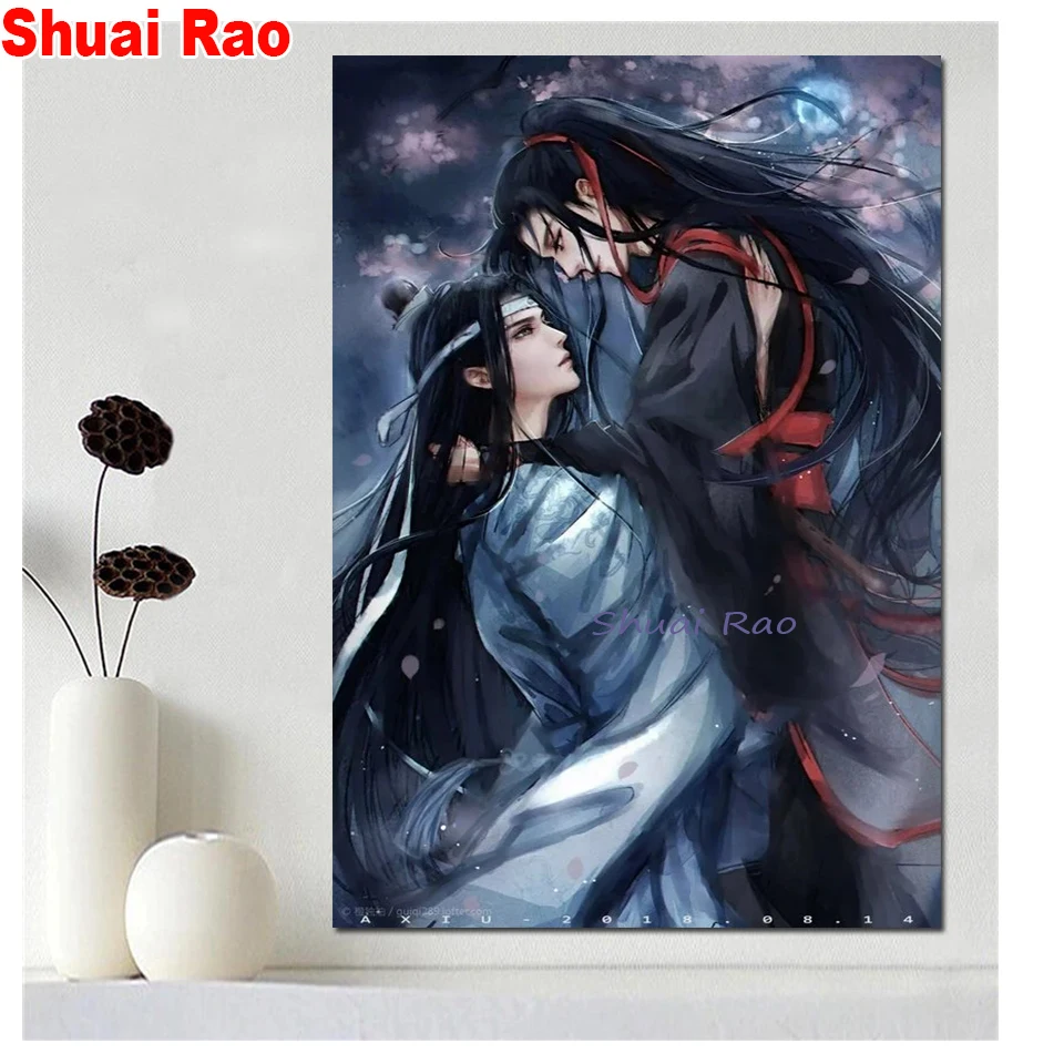 Square Diamond Painting for Painting, Round Diamond Mosaic, Cartoon Fan, Wall Decor, Mo Dao zu Shi, Pictures for Embroidery