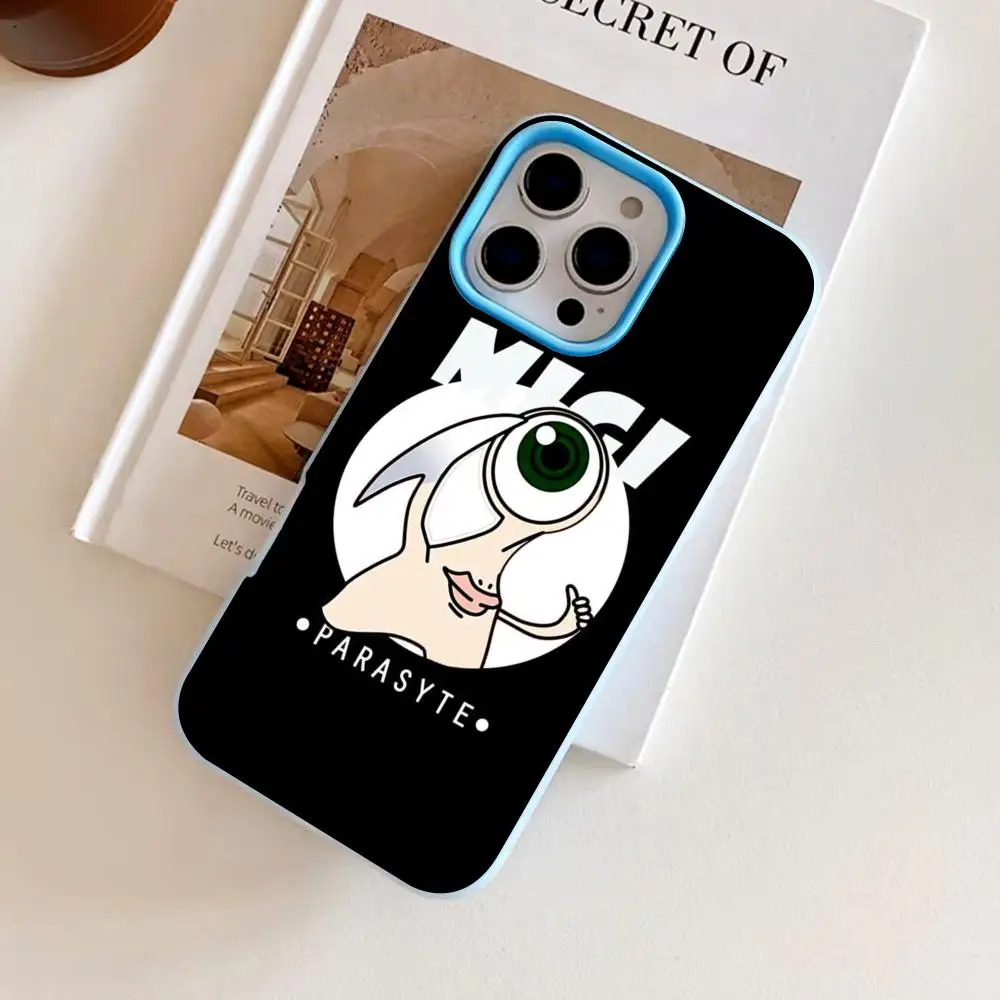 

Anime Parasyte Phone Case for iPhone 17 16 15 14 13 12 11 Air Pro Max Plus Jelly Dual Layer Light Blue Cover