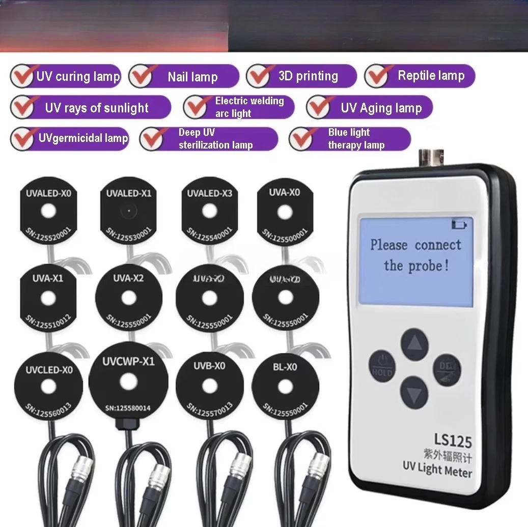 Optical Power Rradiation Meter UVCLED 230-315nm Multi-Channel  UV Energy Intensity Curing Light Tester
