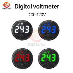 DC 7-120V/DC 0-120V cyfrowy wyświetlacz LED woltomierz okrągły 3-przewodowy napięcie w samochodzie dotykowy DC z zabezpieczeniem odwrotnego połączenia