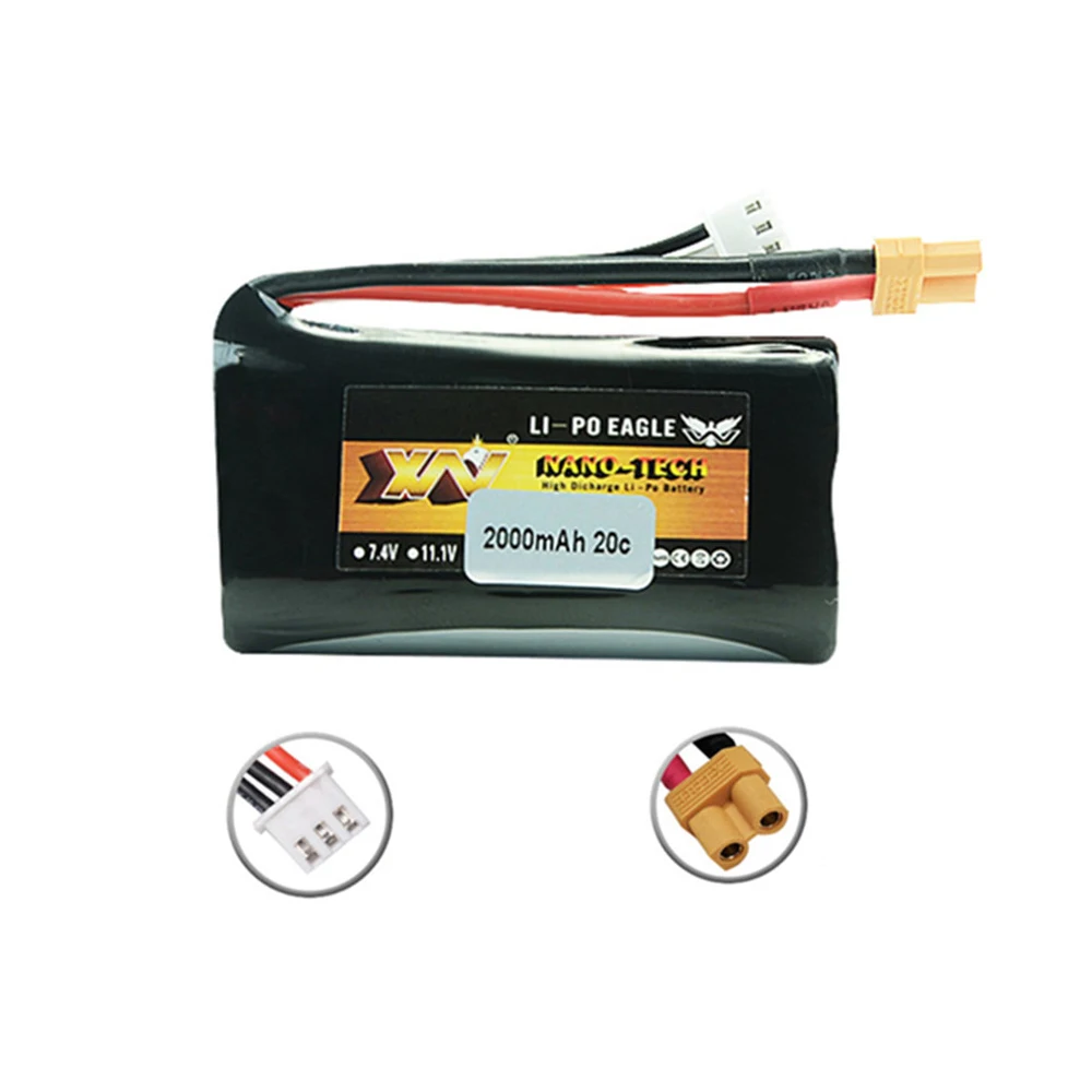 7.4 V 2000mAh 리튬 이온 배터리 XT30 플러그, HUINA 580 1580 1583 RC 완구 부품 7.4 V 2S 배터리 1580-005 Huina 580550 583 582