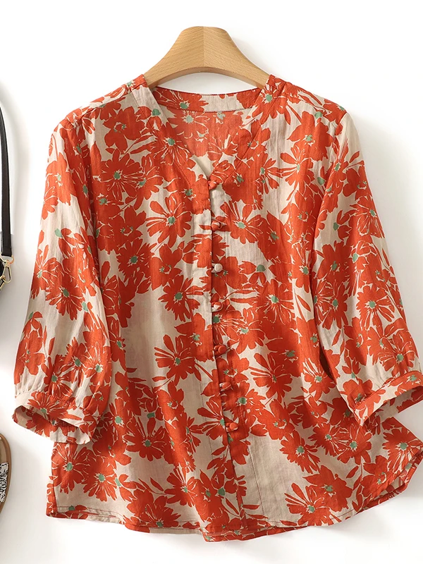 

Повседневный женский летний кардиган с v-образным вырезом и принтом, свободный крой, пять четвертей Све, на одной пуговице, большие размеры, художественный праздничный кардиган