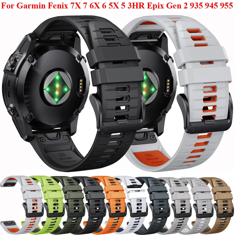 

22 26mm Silicone Watchband Strap For Garmin Fenix 7X 6X 6 7 EPIX Gen 2 Easyfit Wristband Fenix 5X 5 955 965 Tactix 7 Smartwatch