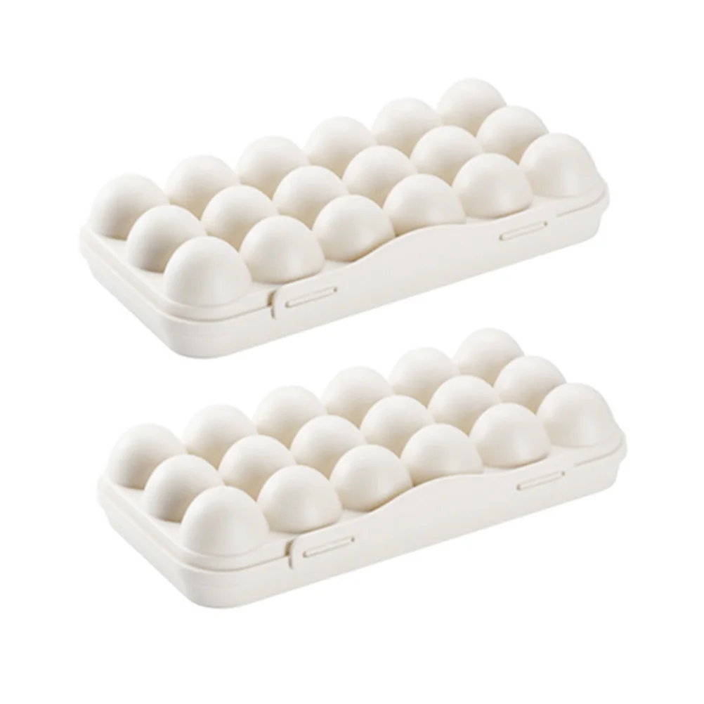 

2Pcs Egg Storage Box 18 Holes Plastic Egg Tray Stackable Organizer Refrigerator Essential Anti Breakage Freshness Retention