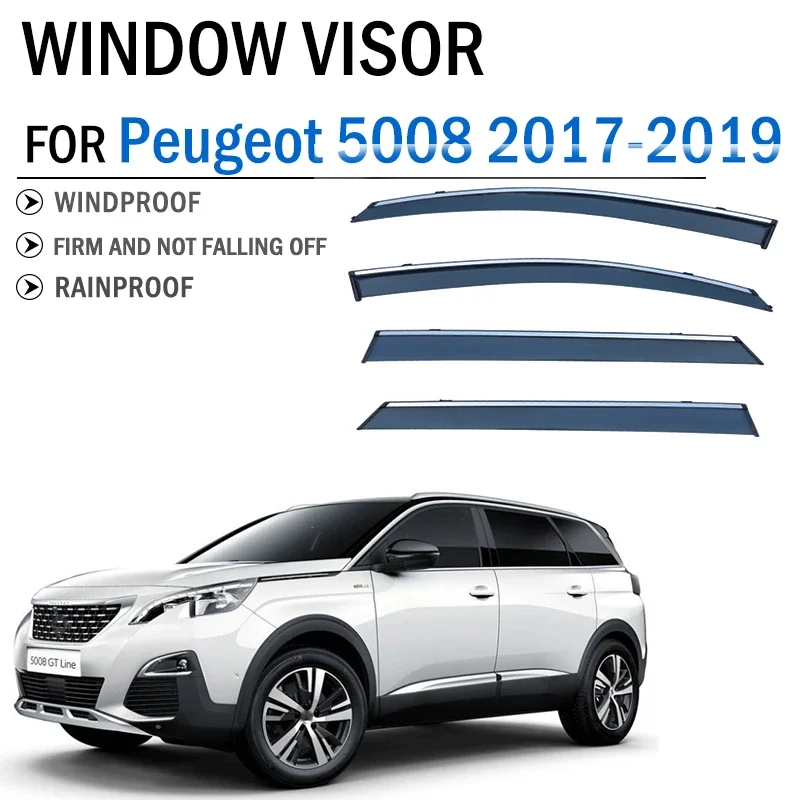 

2017-2019FOR Peugeot 5008 mk2 Window Visor Deflector Visors Shade Sun Rain Guard Smoke Cover Shield Awning Trim Car Accessories